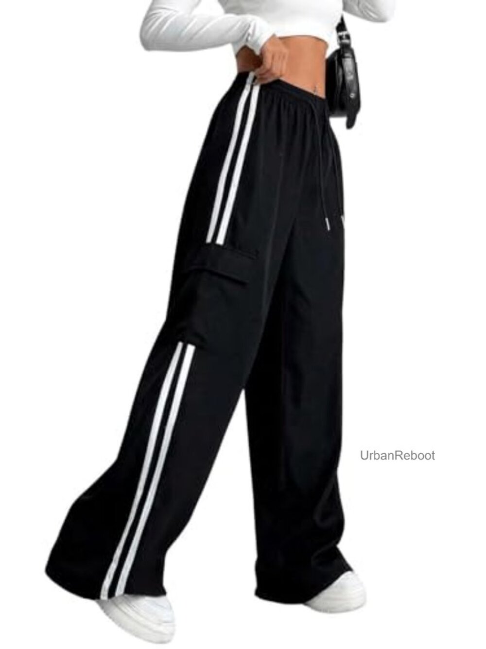 Cargo Pants Baggy Straight Wide Leg Track Pants Joggers with Pockets - Picture 3 of 7